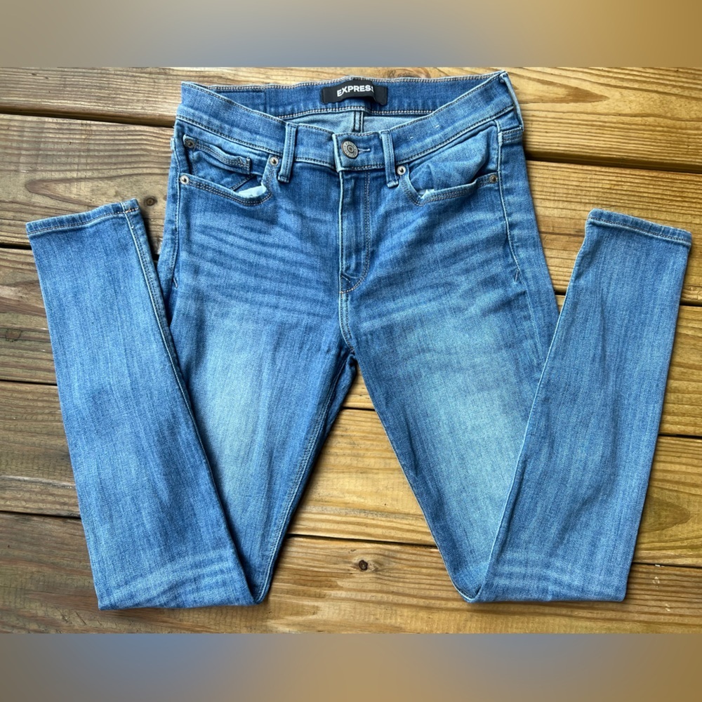 Express Size 4 Mid Rise Legging Women's Blue Denim Skinny Jeans